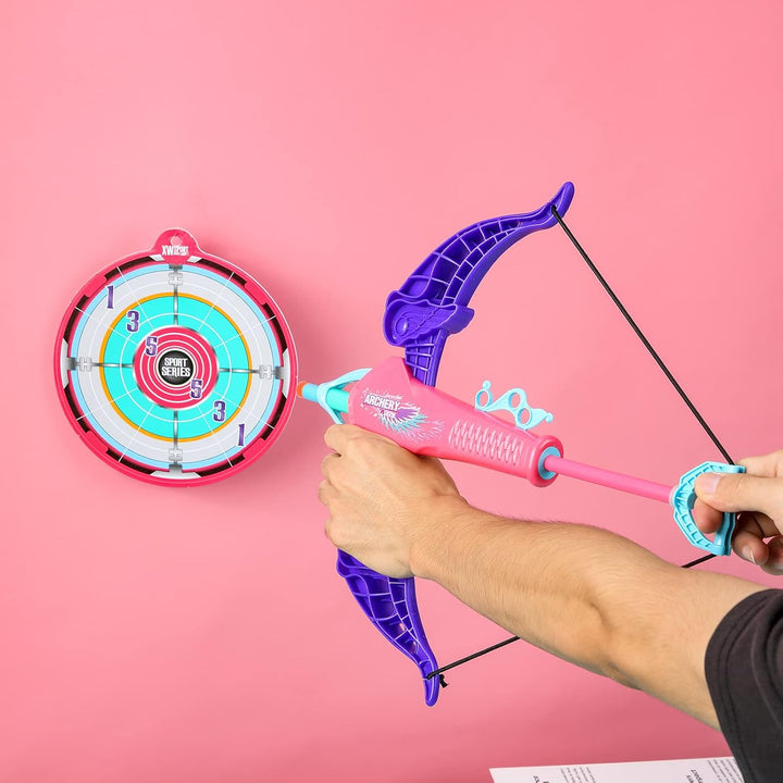 Bogen und Pfeil Set für Kinder Spielzeug, Bogenschiessen Set 5 Schaumstoff-Darts mit Saugnapf, Zielü