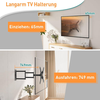 ELIVED Lang Arm TV Wandhalterung für die meisten 26-60 Zoll Fernseher, Eck TV Halterung Ausziehbar 7