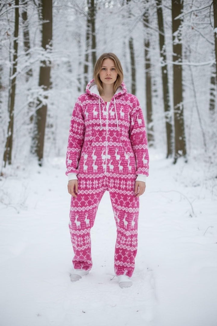 Teddyfleece Teddyfell Jumpsuit flauschig und kuschelig One Piece Overall warm (Pink(2910), L~40)