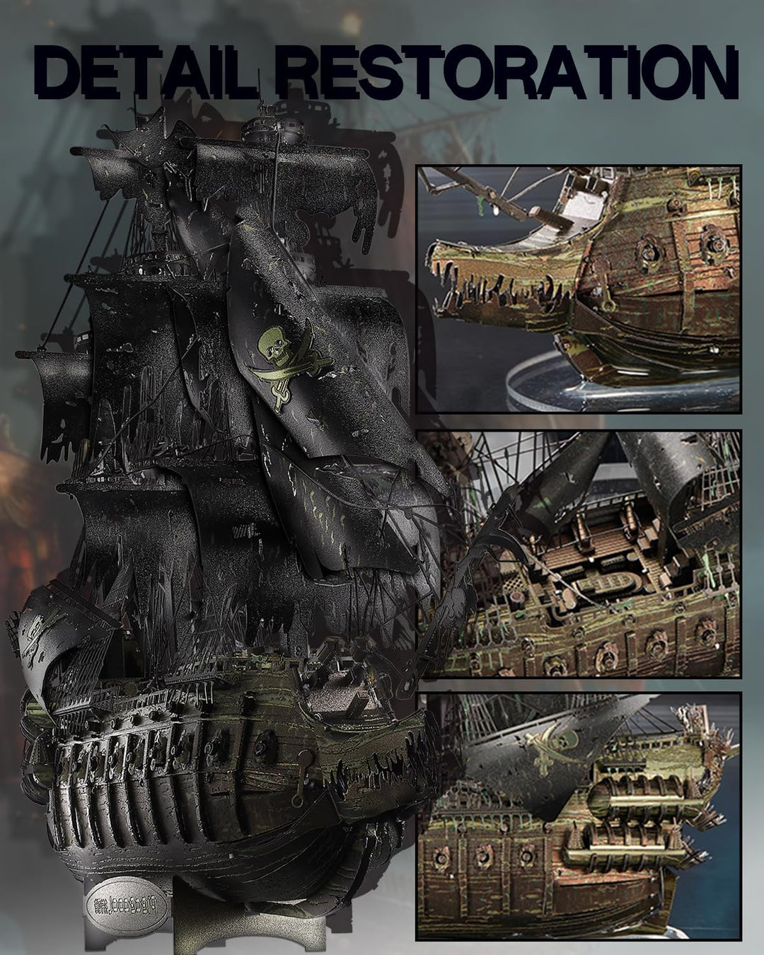 Piececool 3D Puzzle Metall, Fliegender Holländer Piratenschiff Modellbausatz Erwachsene, 3D-Puzzles