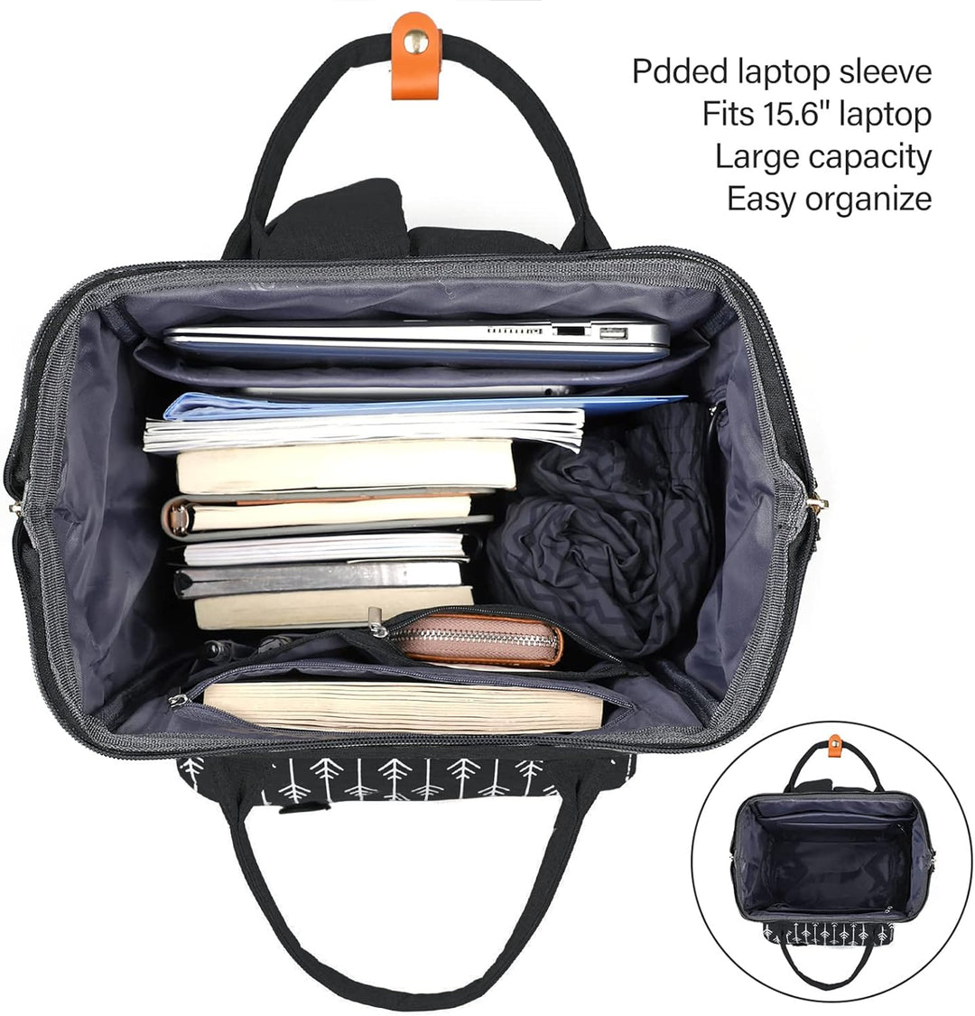 Rucksack Damen, 15,6 Zoll Laptop Rucksack mit USB Ladeanschluss, Schulrucksack Mädchen, Wasserdichte