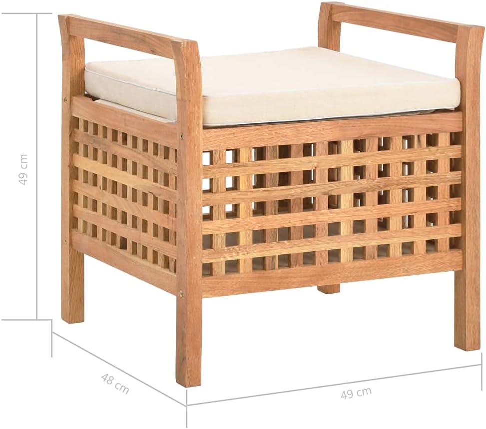 vidaXL Walnussholz Massivholz Sitzbank mit Stauraum Kissen Flurbank Sitztruhe Truhenbank Holzbank Ba