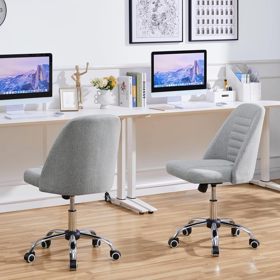 Yaheetech Bürostuhl Schreibtischstuhl Ergonomisch Gepolstert Stoff Drehstuhl mit Rollen Arbeitshocke