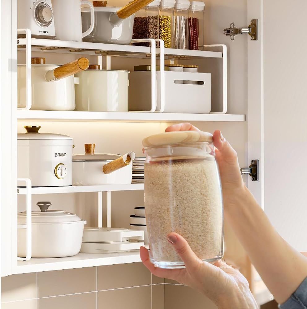 HQahnekme Küchenschrank Organizer,Regaleinsatz mit Anti-Rutsch Matte,Küche Schrankeinsatz,für Küche/