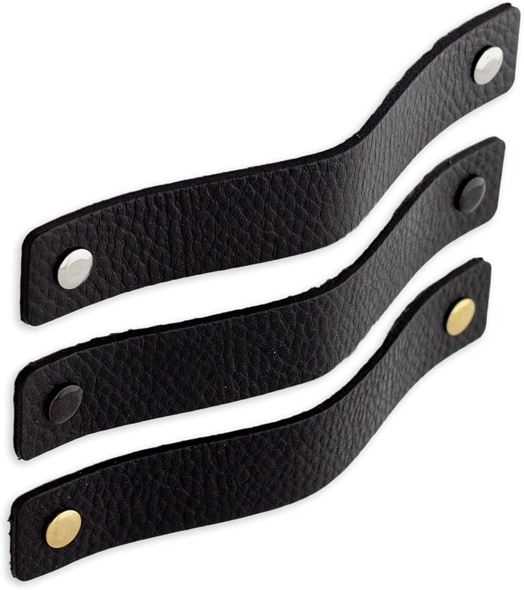 Brute Strength - Ledergriffe für Möbel - Schwarz - 48 Stück - 16,5 x 2,5 cm - Schrankgriff, Türgriff