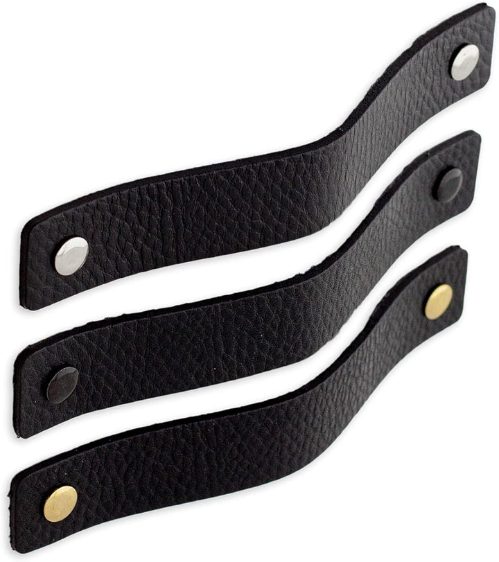 Brute Strength - Ledergriffe für Möbel - Schwarz - 48 Stück - 16,5 x 2,5 cm - Schrankgriff, Türgriff