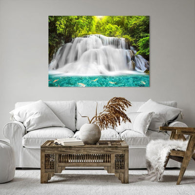 ARTTOR Bilder auf Leinwand 100x70cm Leinwandbild Park natur landschaft Gross Wanddeko Bild Schlafzim