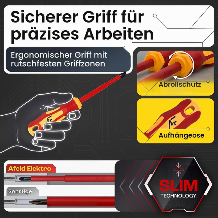 VDE Schraubendreher Set magnetisch - 6-teilig - inkl. Phasenprüfer und Werkzeugtasche - aus S2-Stahl