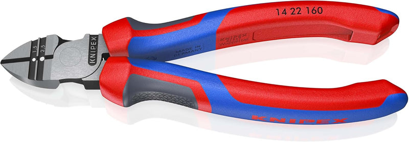 Knipex Abisolier-Seitenschneider schwarz atramentiert, mit Mehrkomponenten-Hüllen 160 mm 14 22 160