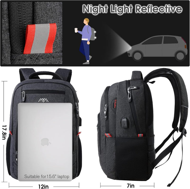 YAMTION Rucksack Herren Schulrucksack für 15.6 Zoll Laptop Rucksack Arbeit Wasserdicht Business Dayp