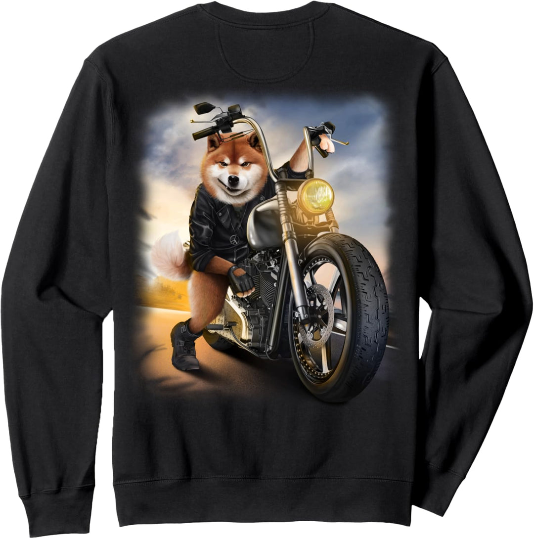 Shiba Hund fährt Chopper Motorrad Sweatshirt