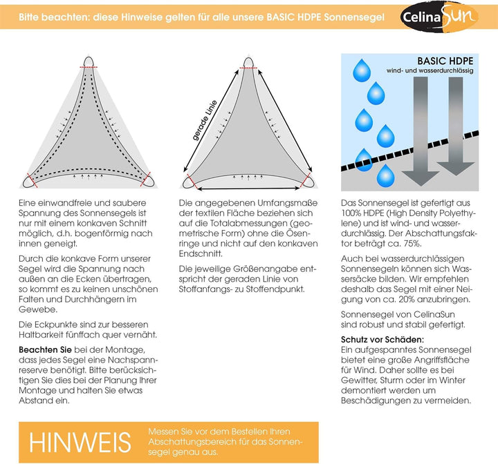 CelinaSun Sonnensegel inkl Befestigungsseile HDPE Basic Quadrat 2 x 2 m anthrazit Sonnenschutz atmun