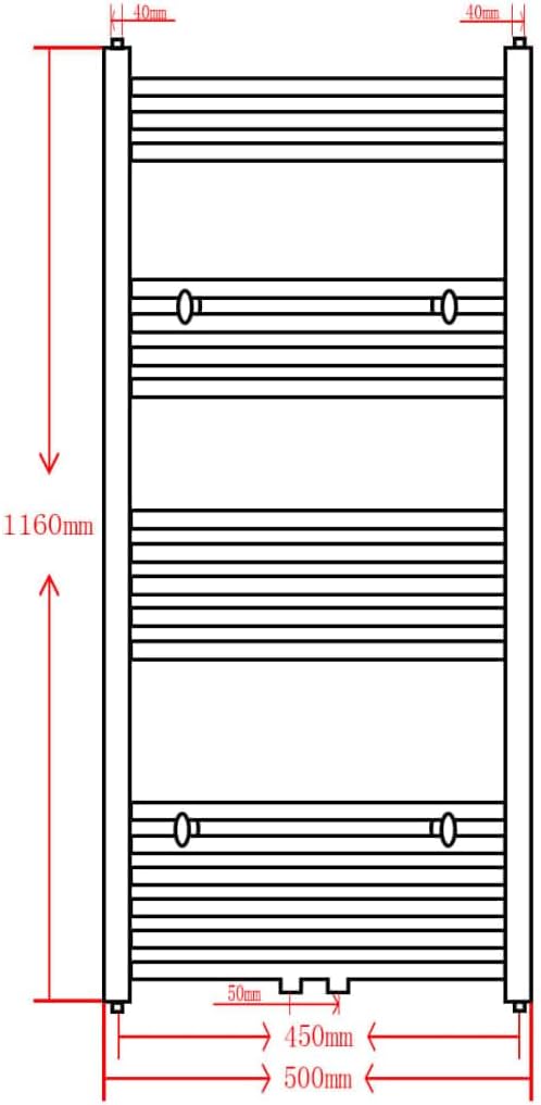 vidaXL Handtuchheizkörper Badheizkörper Handtuchheizer Badheizung 500 x 1160 mm 500 x 1160 mm Schwar