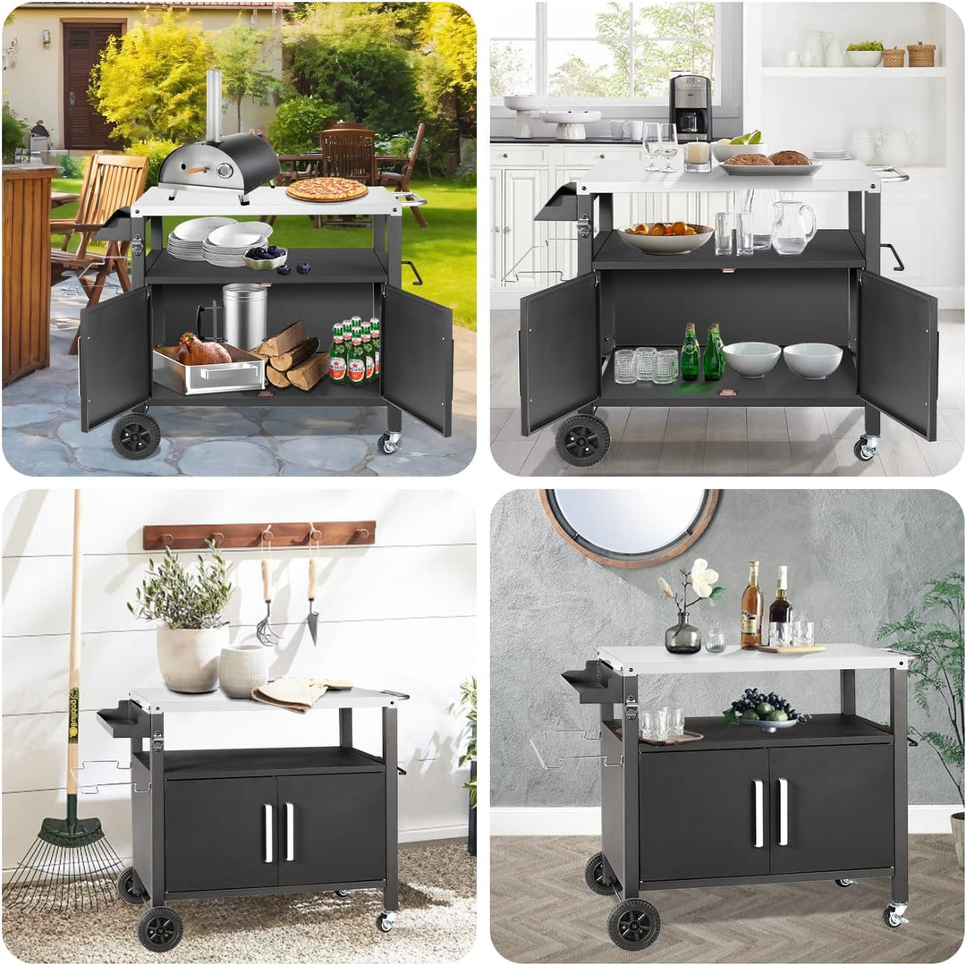 Kendane Grilltisch mit Grosser Arbeitsfläche | Grill Beistelltisch, Outdoor Grill Trolley, Grilltisc