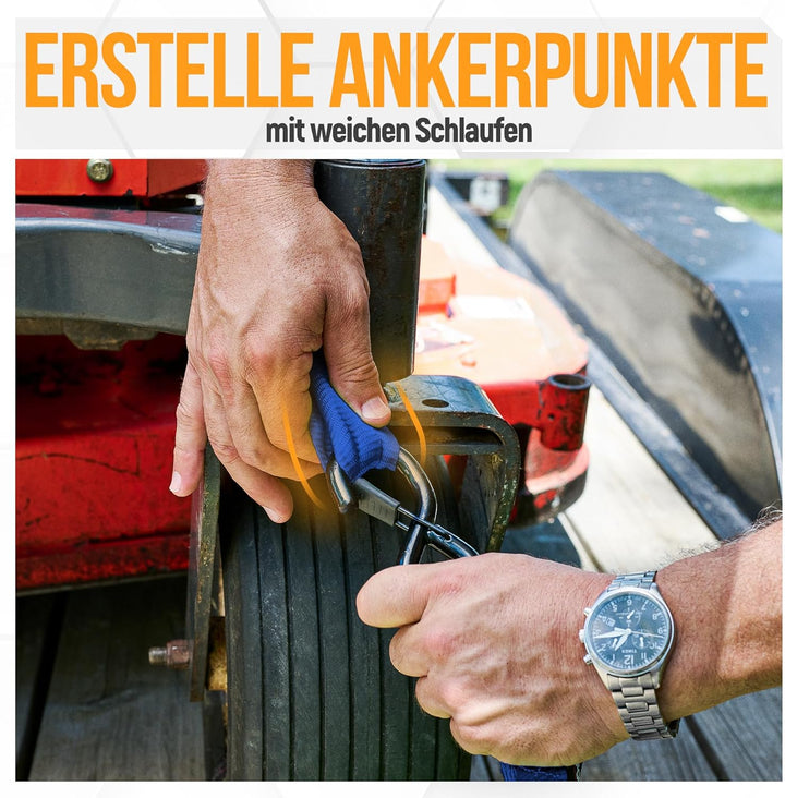 FORTEM Ratschen-Zurrgurte 2362kg Bruchlast, 4X 3,04m Heavy Duty Spanngurte, Softschlaufen, gummierte