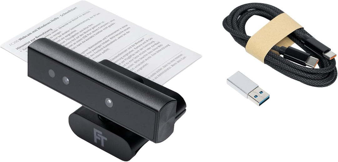 FeinTech FC200 2K Webcam Kamera 5MP für Windows Hello Gesichtserkennung, Webcam