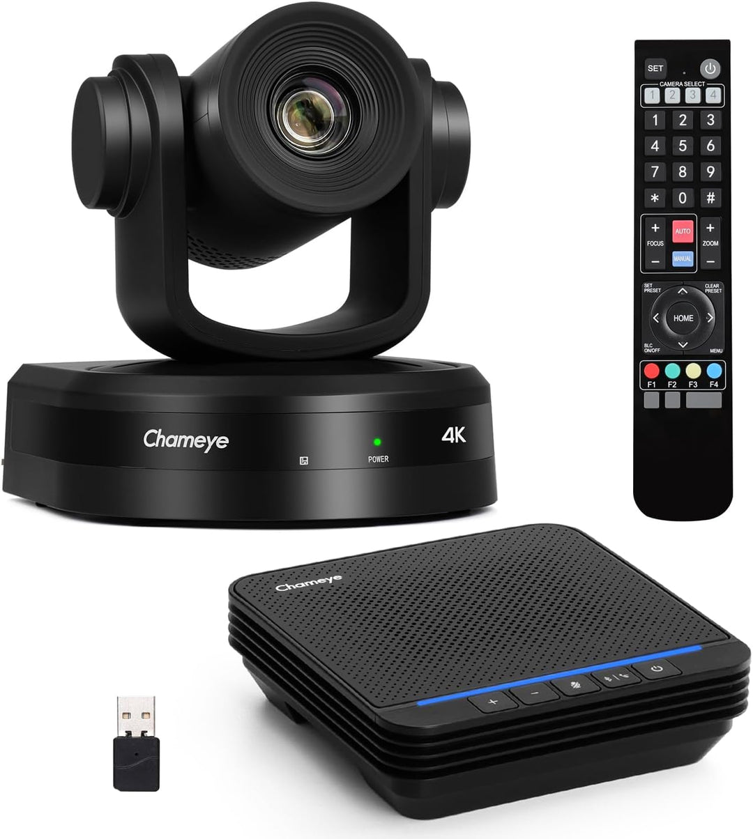 Chameye 4K 10x AI PTZ Konferenzkamera Set mit Bluetooth Konferenzmikrofon, 4K PTZ Kamera mit KI-Auto