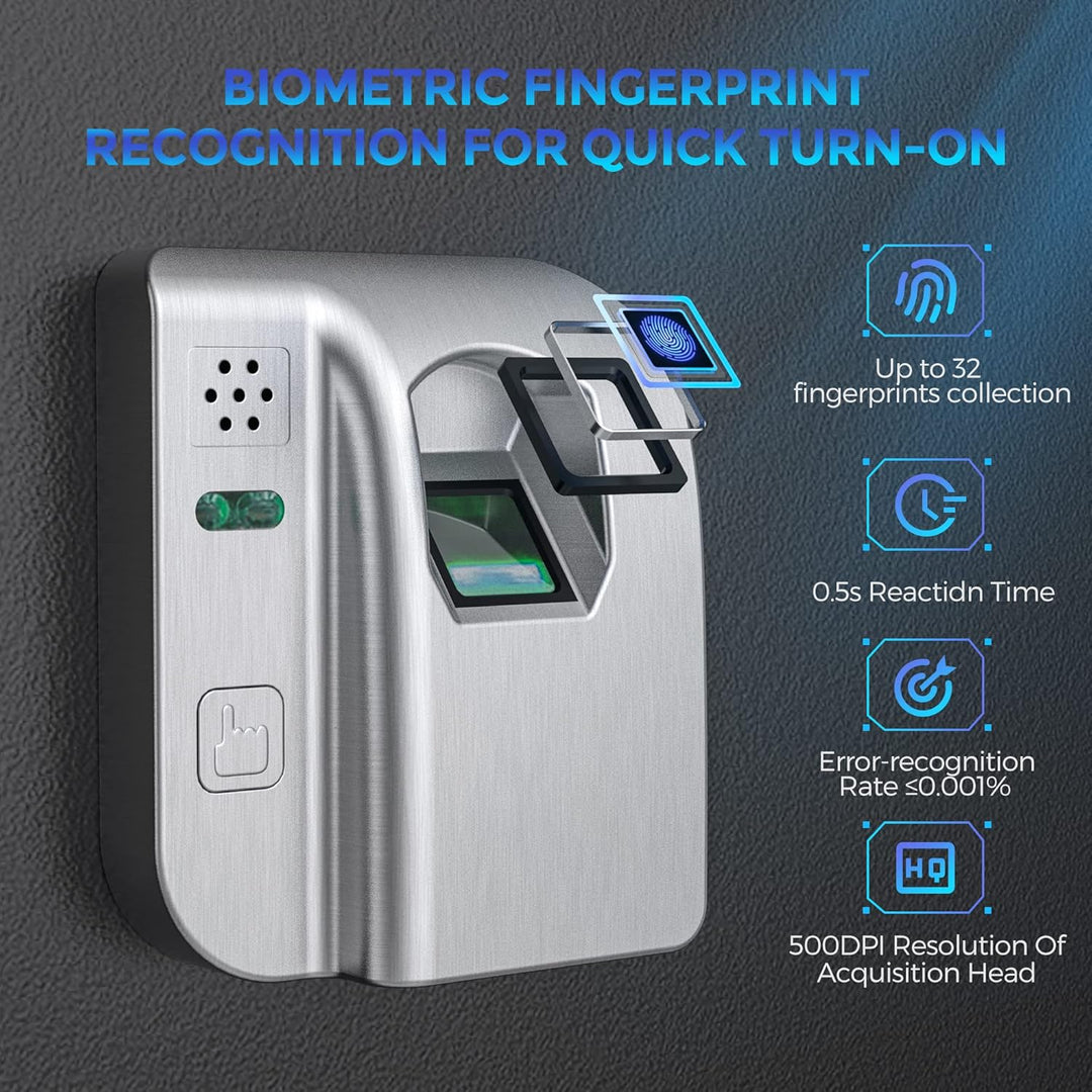 WASJOYE 38.08L Fingerabdruck Tresor Safe, Gross Tresor mit Zahlenschloss, Biometrischer Möbeltresore
