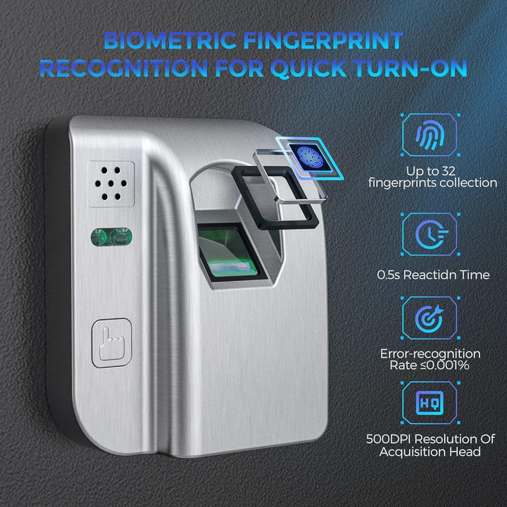 WASJOYE 38.08L Fingerabdruck Tresor Safe, Gross Tresor mit Zahlenschloss, Biometrischer Möbeltresore