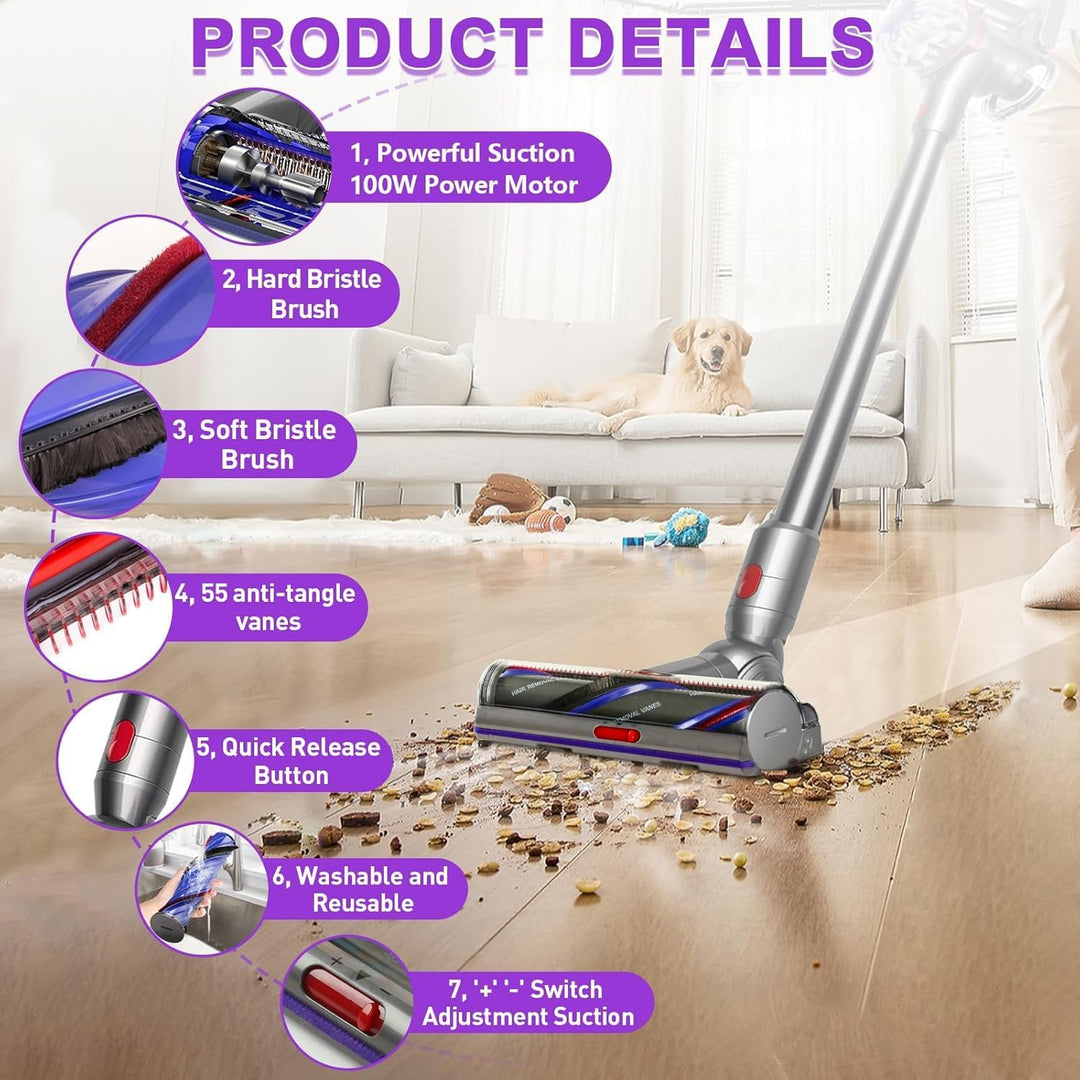Ersatzbürstenkopf mit hohem Drehmoment für Dyson V11 V15 V10 V8 V7 Models,Bodenbürste mit Einstellba
