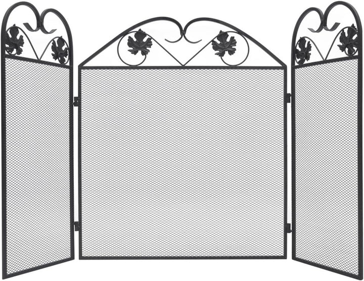 Festnight 3-seitiger Kaminschirm Kamingitter Kaminfunkenschutz aus Eisen Klappbares Design Schwarz