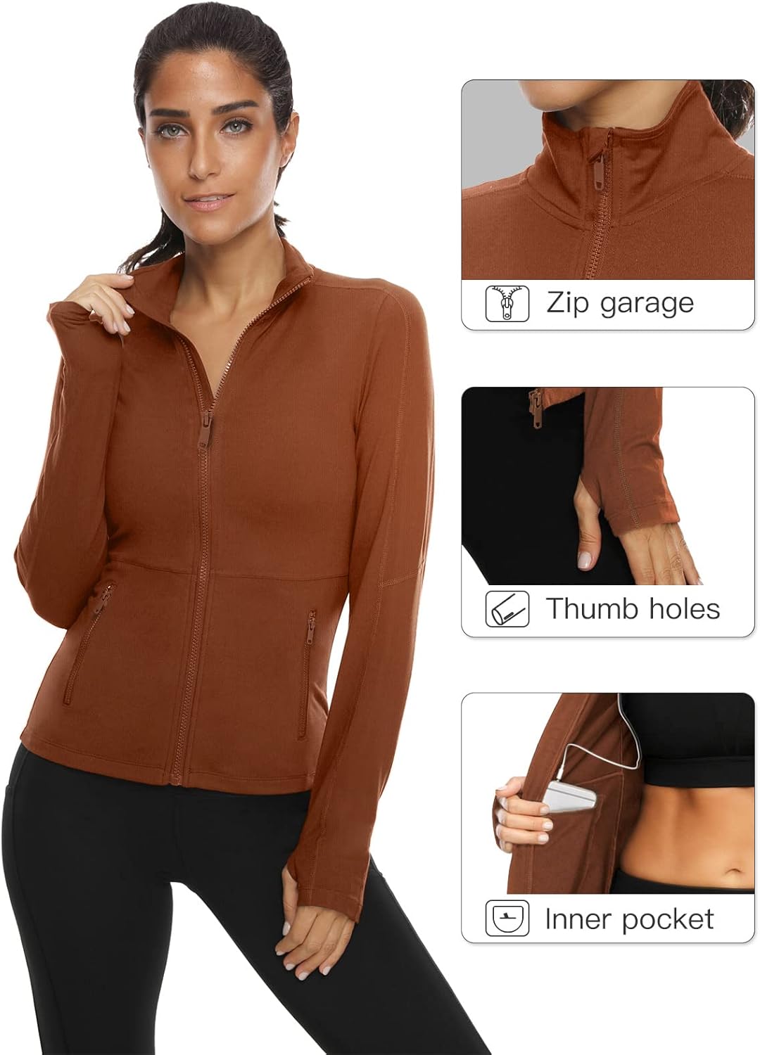 VUTRU Damen Laufjacke Hoher Kragen Leicht Sportjacke Langarm Yoga Shirt Fitness Jacke Atmungsaktive