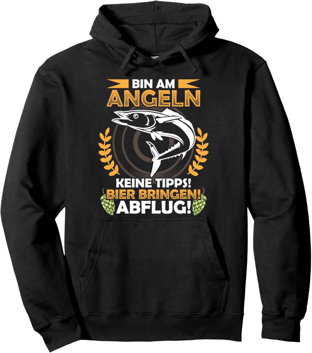 Lustig Bier Angler Fischer Spruch Bin am Angeln Spruch Pullover Hoodie