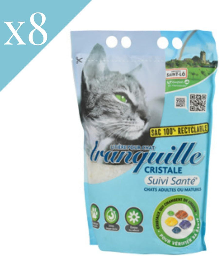 Tranquille - Katzenstreu, Silizium, Gesundheitsüberwachung, 4 l, 8 Stück
