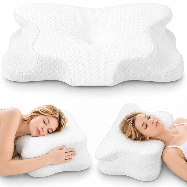 Flowen Nackenkissen Memory Foam | Ergonomisches Kopfkissen &amp; Kissen bei Nackenschmerzen | Nackenstüt