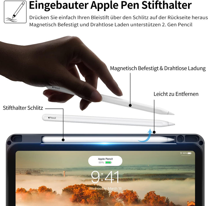 HOLIMET Hülle für Neu iPad Air 2024 11 Zoll, iPad Air 6/5/4 (2024/2022/2020) 10,9Zoll mit Stifthalte