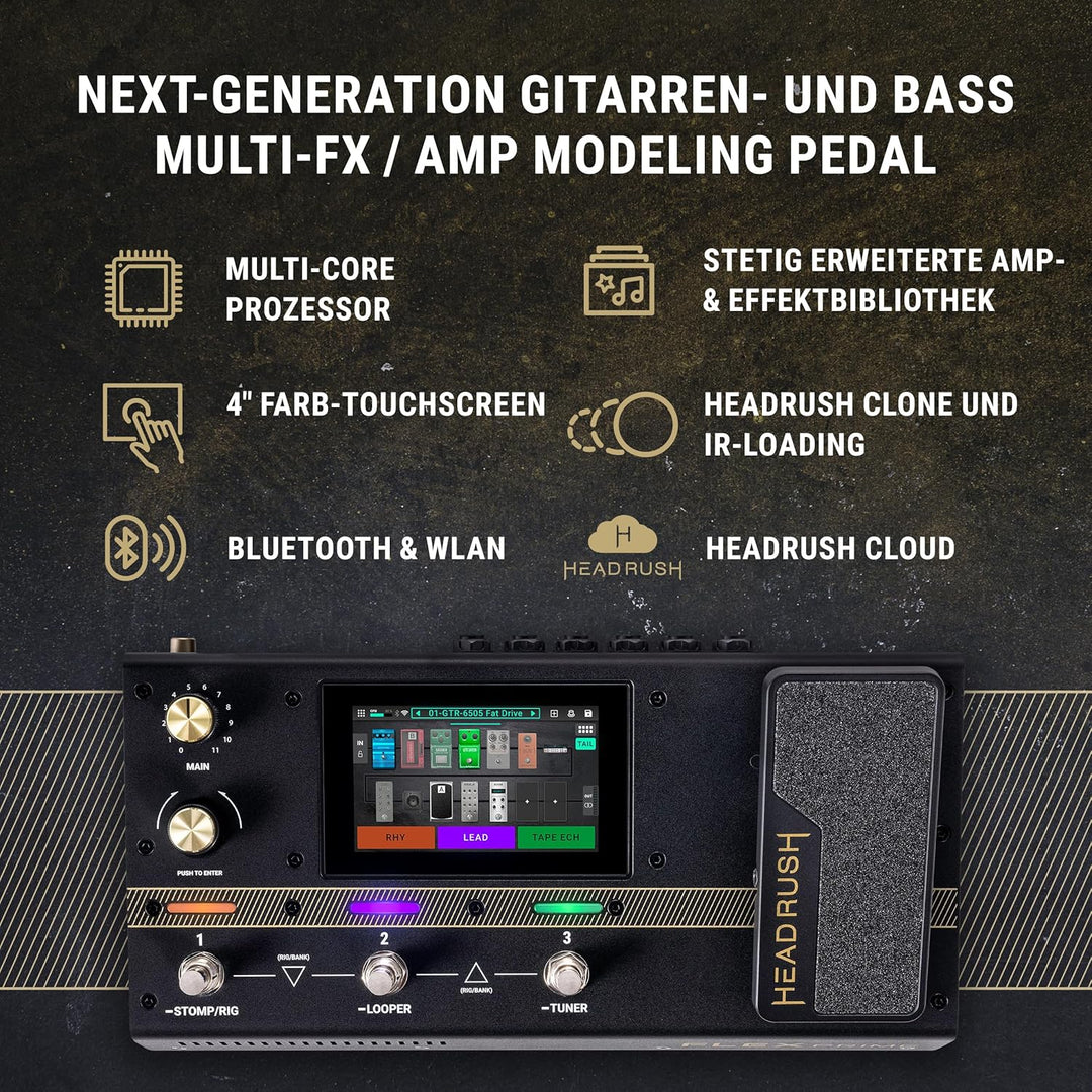 HeadRush Flex Prime Gitarre und Bass Multi-Effekt Pedal und Amp Modeling Prozessor mit Touchscreen,