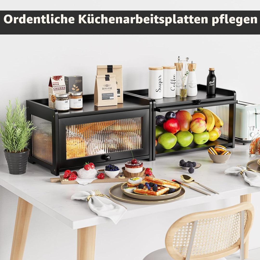 BAMBANG Bambus Brotkasten, Extragross Brotkästen Holz für Küchentheke, brotbox küche zur Brotaufbewa