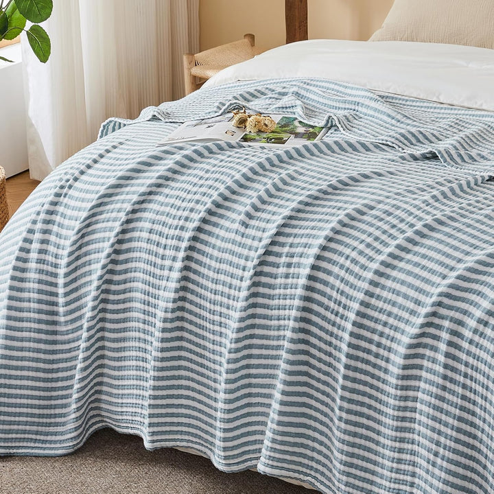 EMME Musselin Decke Erwachsene 100% Baumwolldecke, 150x200cm, Sofadecken Atmungsaktive Weiche Decke