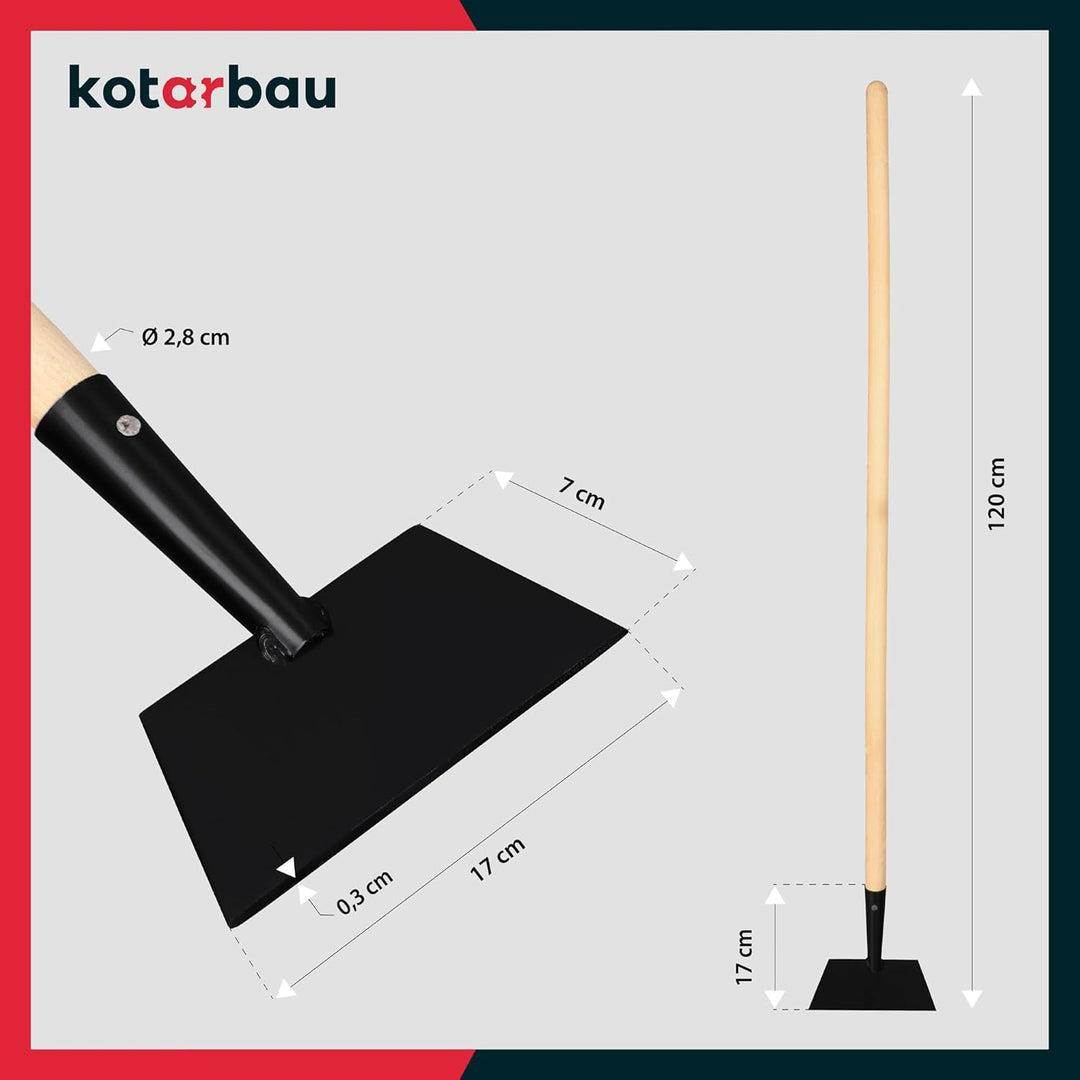 KOTARBAU® Eisschaber 7x17 cm pulverbeschichteter Stahl Eisstösser Holzstiel 110 cm Eeisscharre Grau