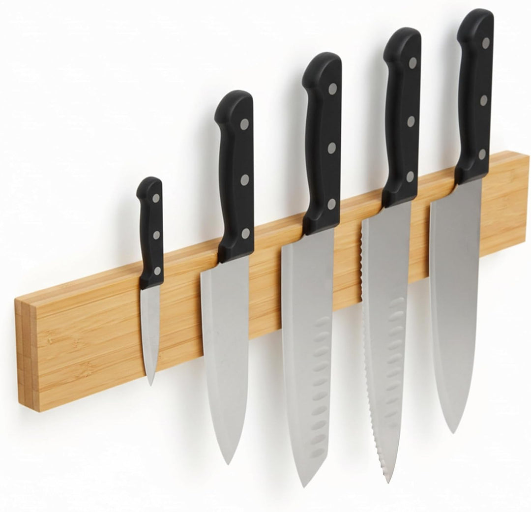 Kibun® Magnetleiste für Messer 40 cm; Extra Starker Magnet Messerhalter, edles Bambus/Walnuss Holz M