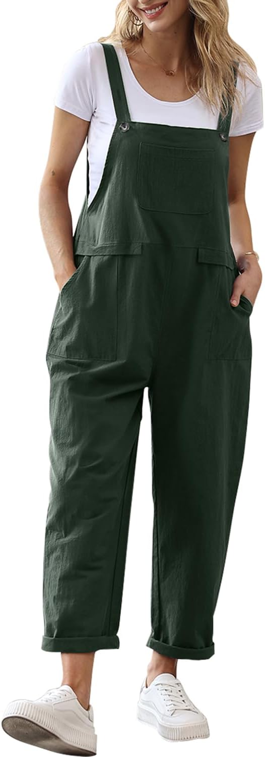 YESNO Damen Latzhose Sommer Oversize Trägerhose Beiläufig Loose Bib Pants Overall Baggy Jumpsuit Str