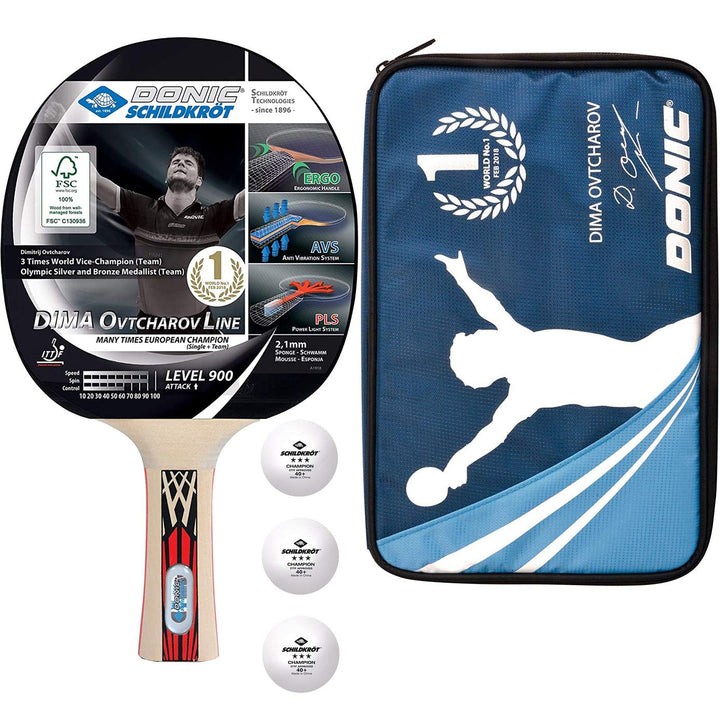 Donic-Schildkröt Unisex – Erwachsene Tischtennis Premium-Geschenkset Ovtcharov 900 Set, Mehrfarbig,