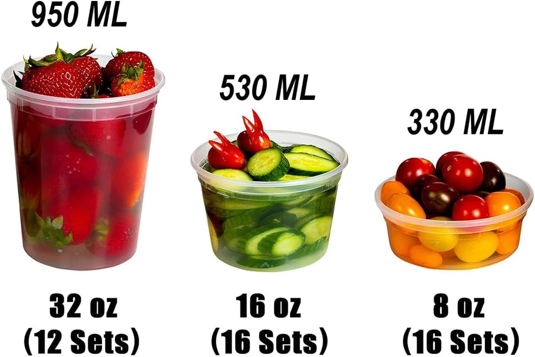 44 Sets, 8, 16, 32 oz Deli Container, Kunststoffbehälter mit Deckel, Deli Cups & Plastic Containers