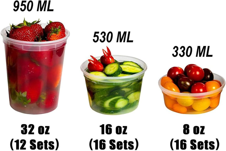 44 Sets, 8, 16, 32 oz Deli Container, Kunststoffbehälter mit Deckel, Deli Cups & Plastic Containers