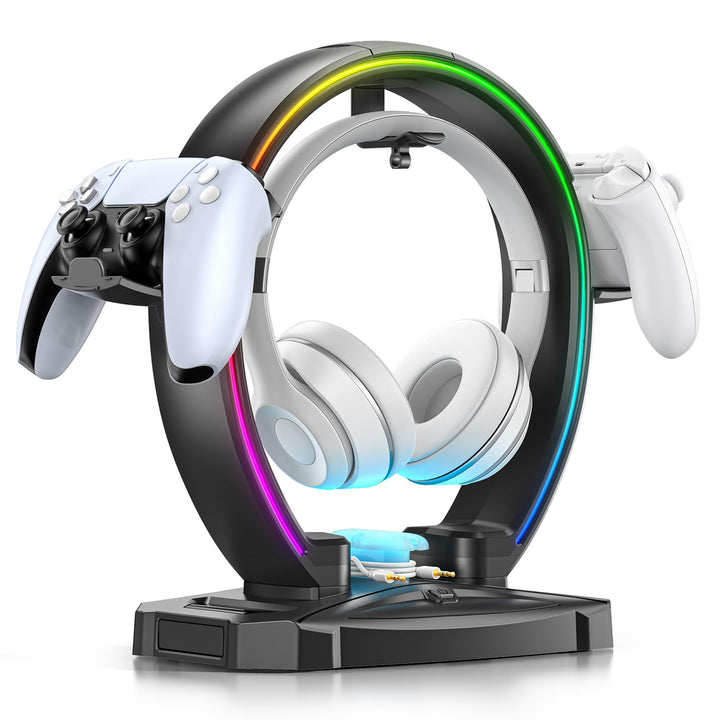 KDD Led Kopfhörer Ständer mit 9 Lichtmodi – Gaming Headset Halterung Schreibtisch – Faltbar Controll