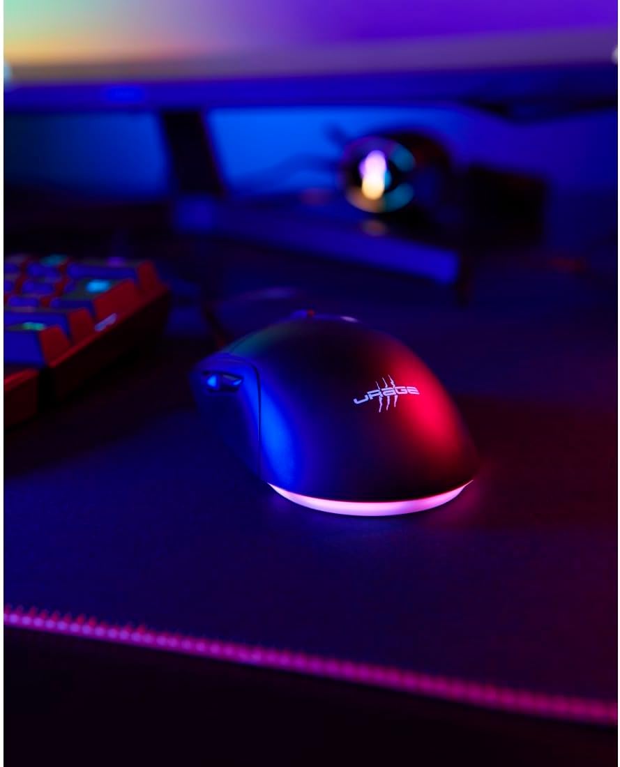 uRage Gaming-Maus mit Kabel „Reaper 250“ (Rainbow LED, ultra leicht, Rechtshänder, 6 programmierbare
