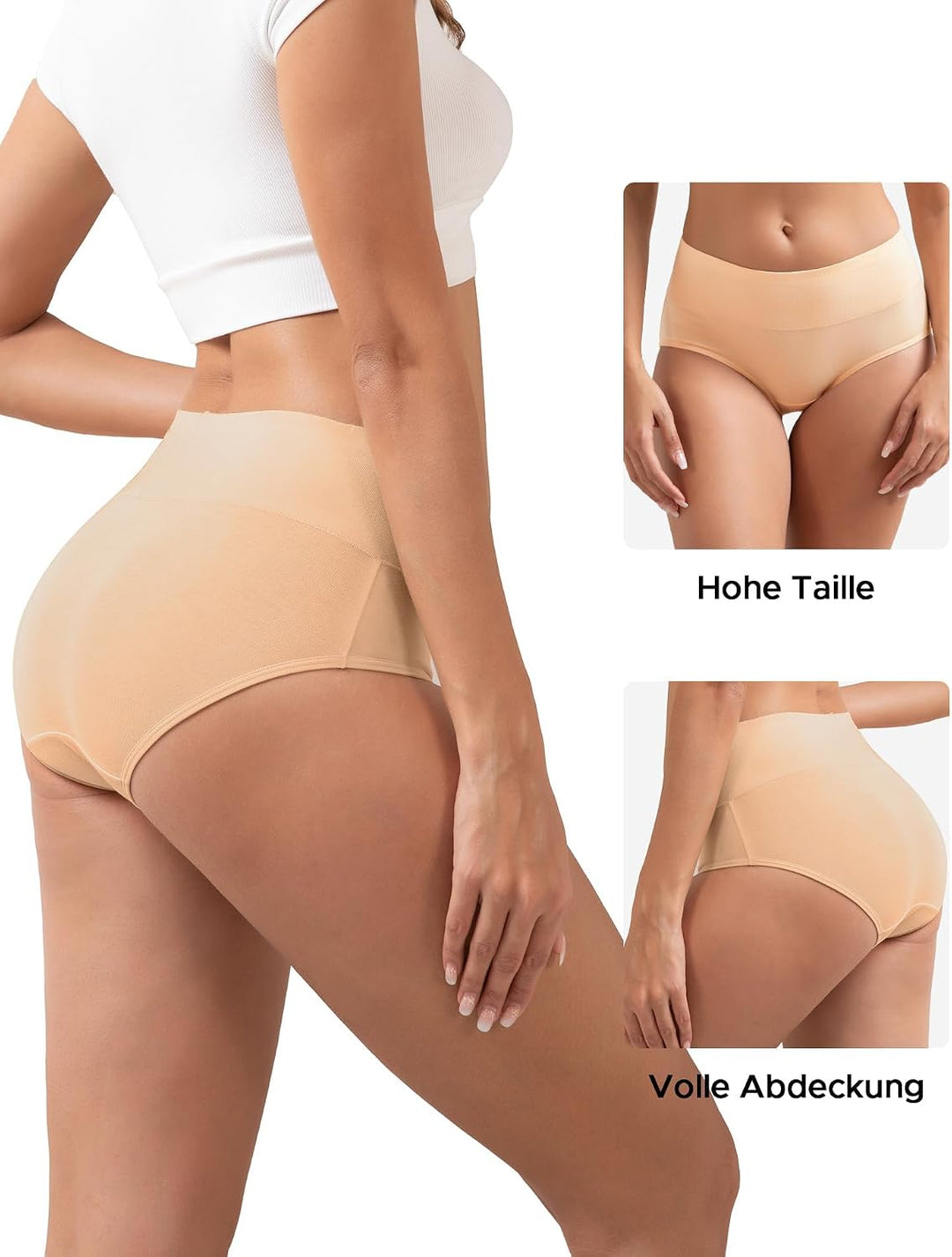 INNERSY Unterhosen Damen Hohe Taille Slip Baumwolle Unterwäsche Pantys Weiche Schlüpfer Frauen 4er P