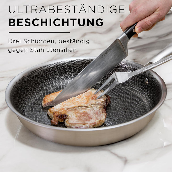 KASANOVA Tri-ply Kochgeschirr-Set 9-teilig, dreilagiger Edelstahl, für Induktion und alle Herdarten