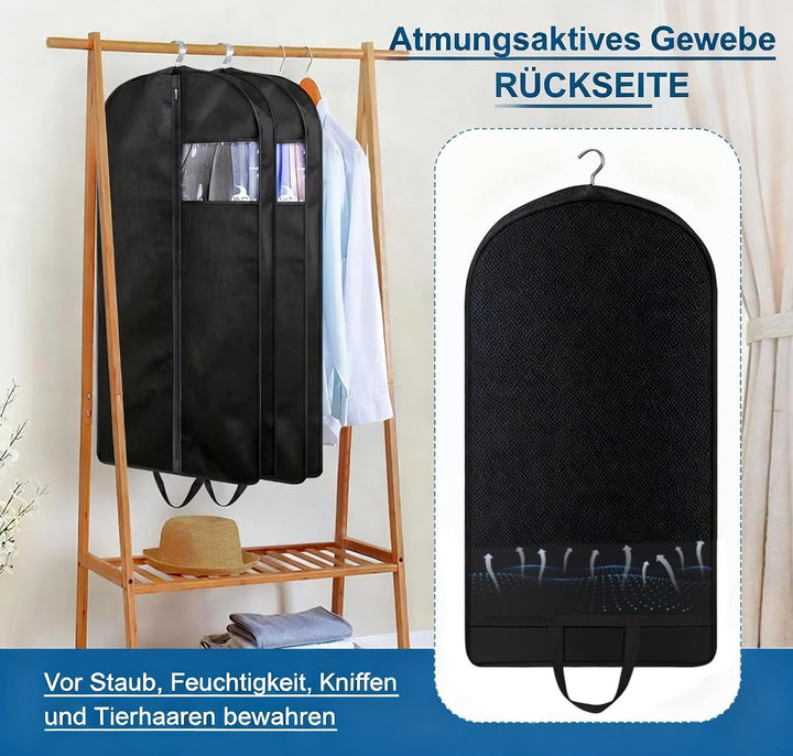 MISSLO 3 Stück Hängende Kleidersack für Aufbewahrung und Reisen 109 x 60 cm Reissverschluss Anzugtas