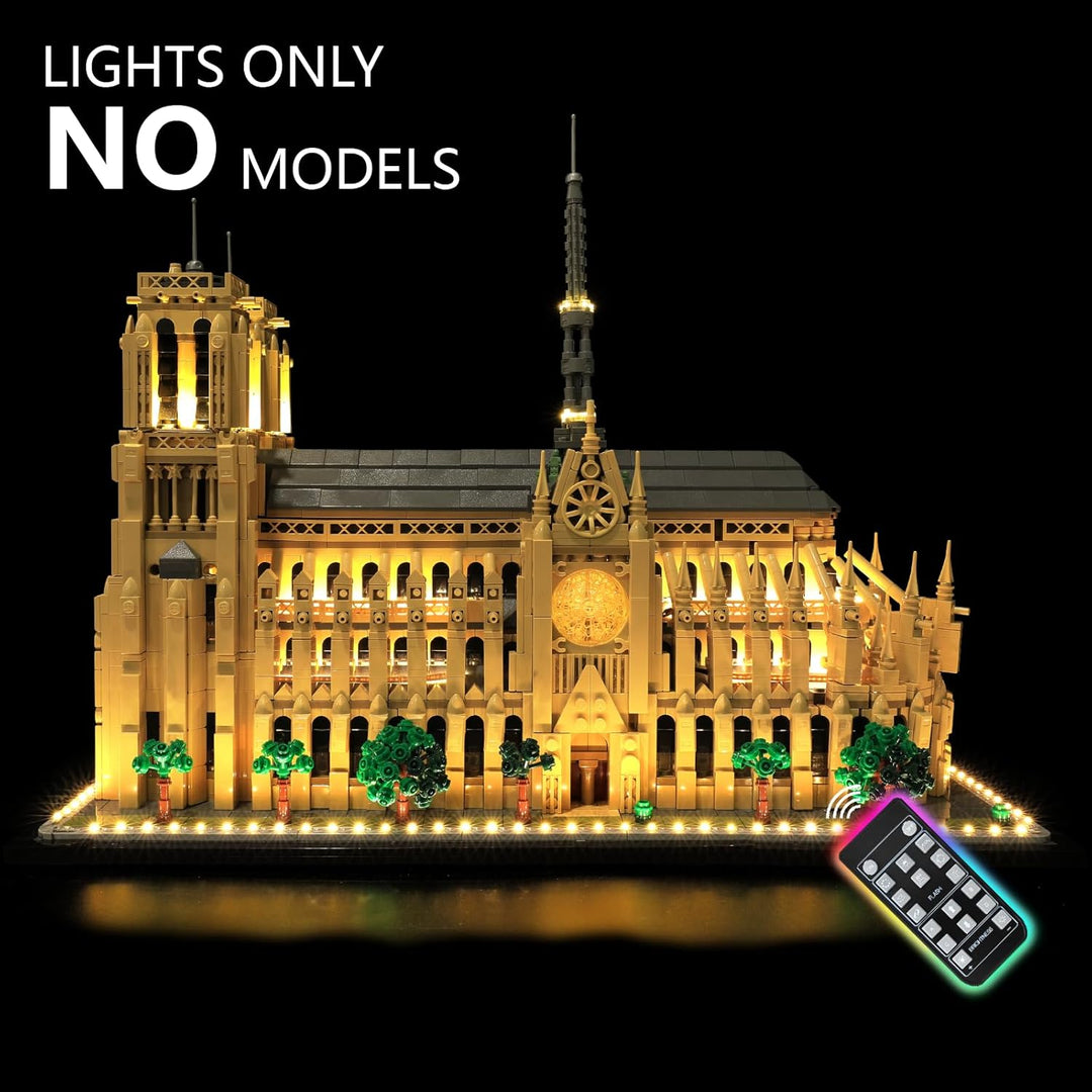 Premium LED-Lichtkit kompatibel mit LEGO 21061 Notre-Dame de Paris – Warme Beleuchtung für das Archi