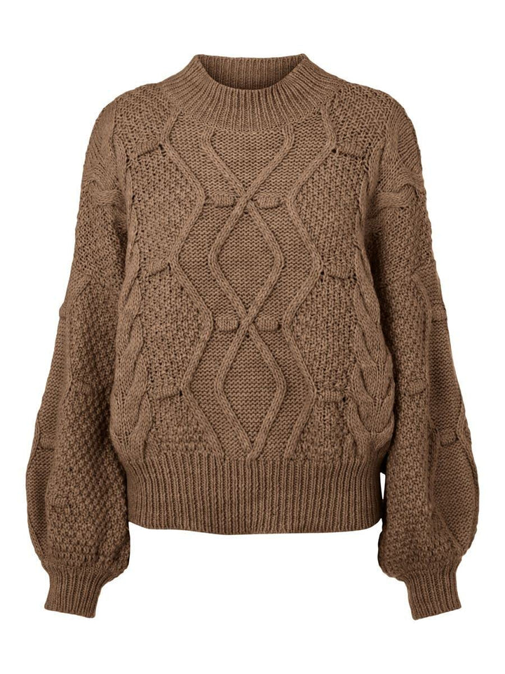 Object Damen Objkamma Cable Knit Pullover Noos Strickpullover M Fossil, M Fossil