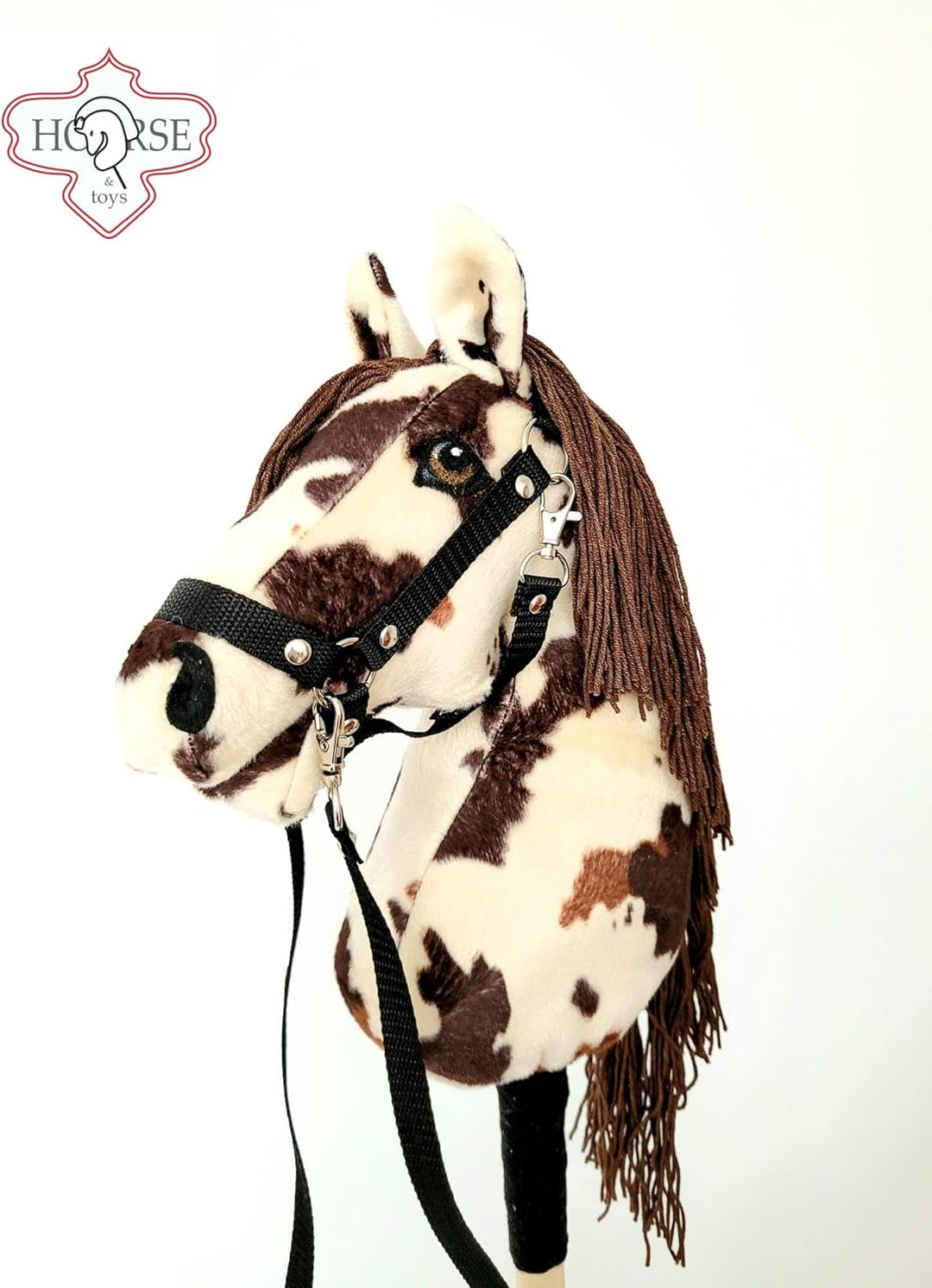 Steckenpferd A4 (Pferd auf einem Stock) Hobby Horse A4 komplett mit Kantar wie auf dem Foto (Kremowy