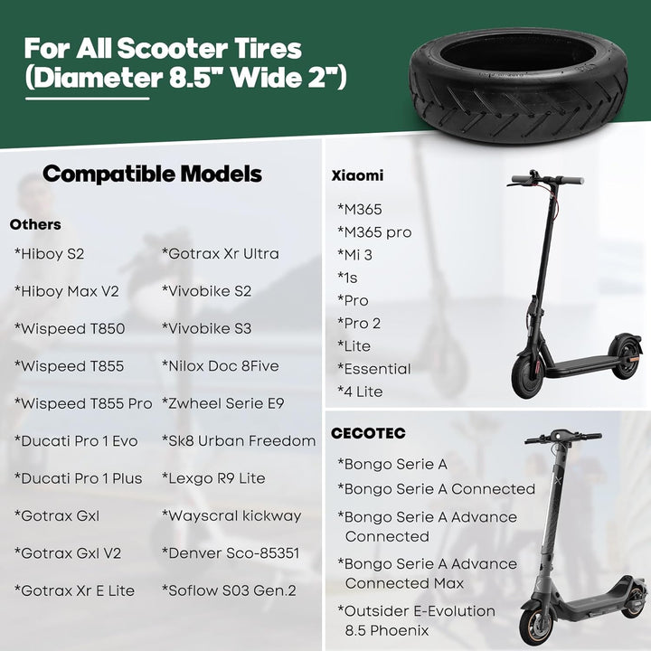 Xisair 8,5 Zoll 1 Reifen und 1 Schlauch für E Scooter Xiaomi 4 Lite/M365/Pro2/PRO/Mi3 E Scooter Reif
