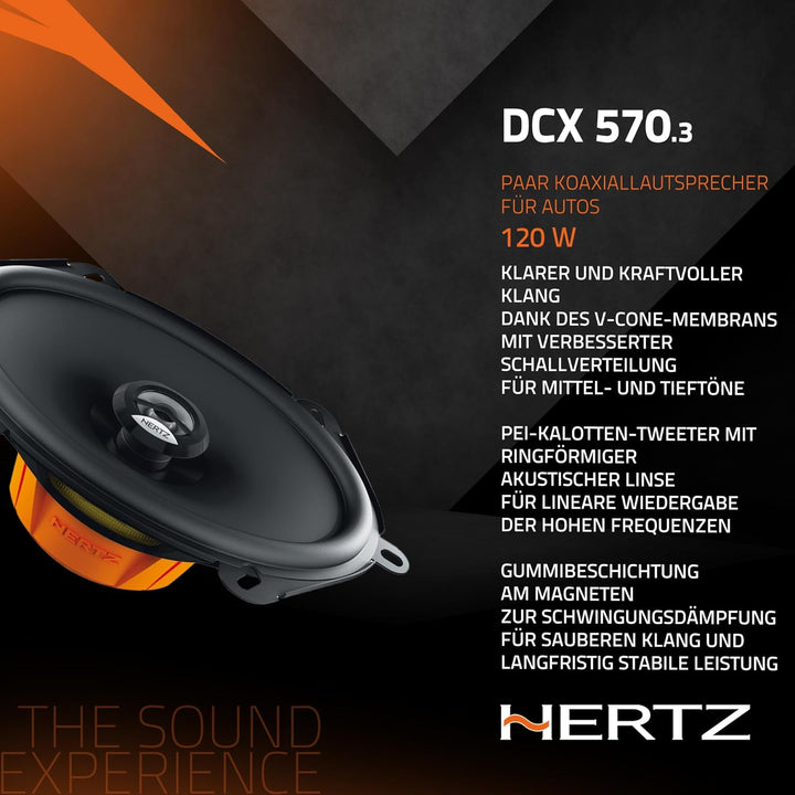 Hertz DCX 570.3 - 13x18cm / 5x7" Auto 2-Wege Koax Lautsprecher / Boxen - 60 Watt RMS / 120 Watt Max