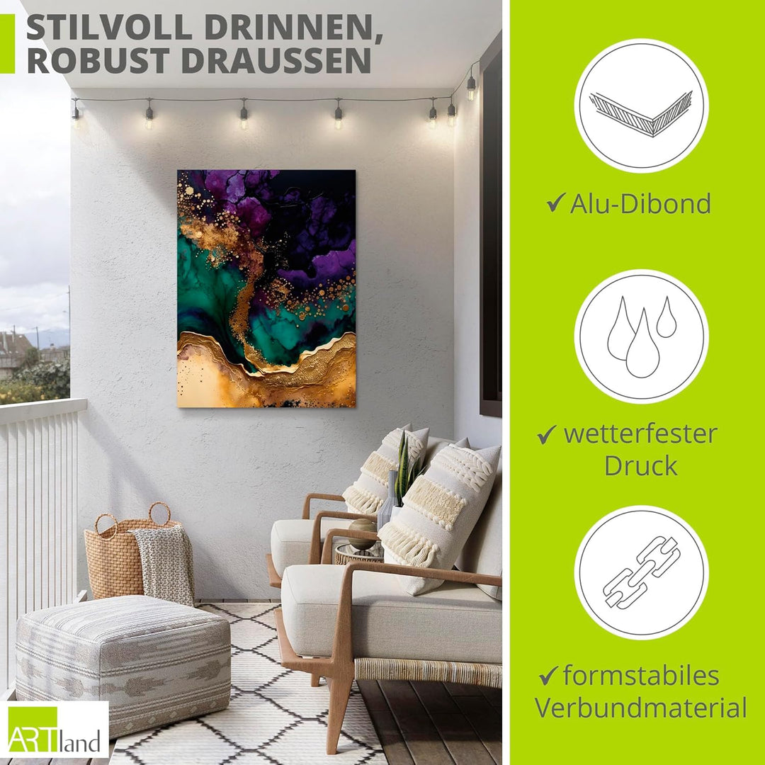 ARTland Wandbild Alu Verbundplatte für Innen & Outdoor Bild 30x40 cm Abstrakte Deko Modern Liquid Ma